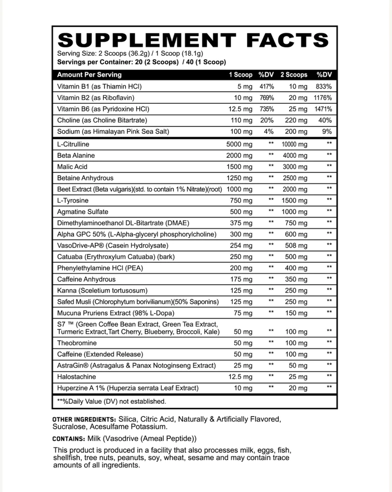 SINISTER : Supplement Facts